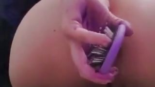 Teen babe masturbating with a hairbrush fucking her tight hole